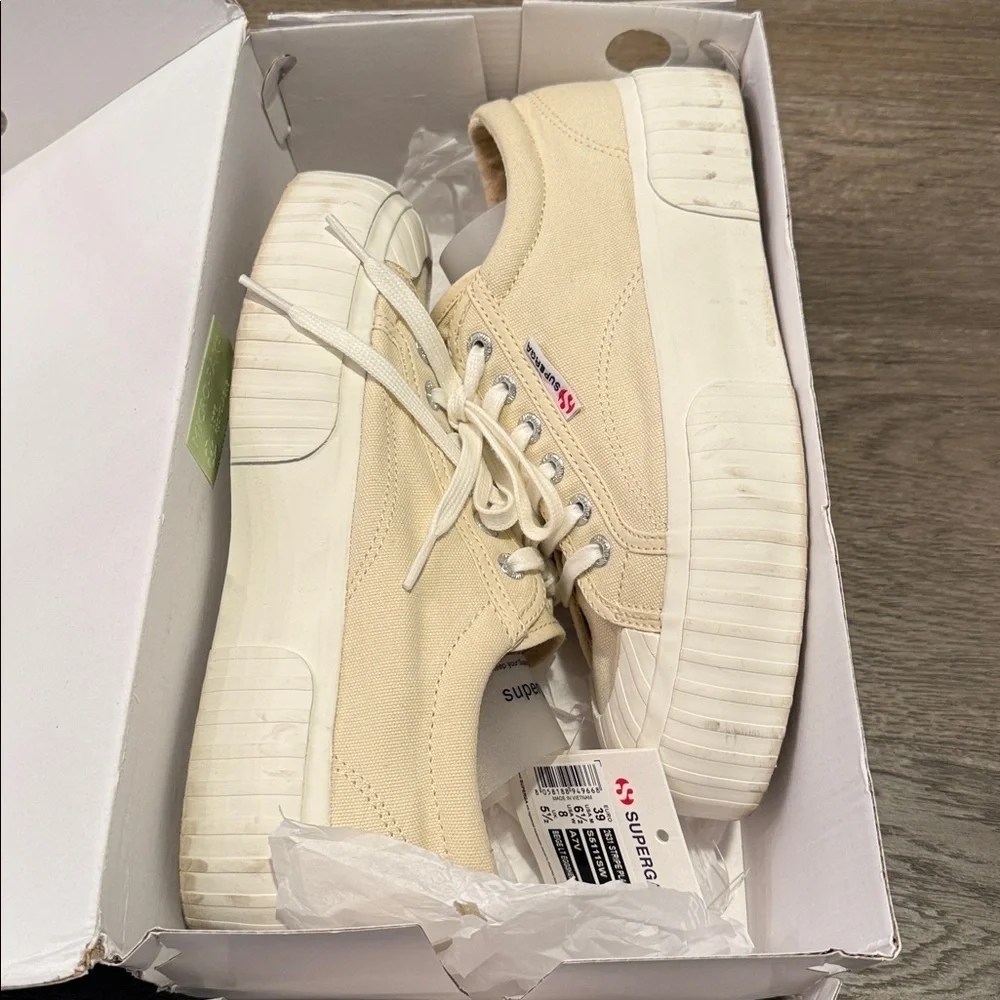 SUPERGA 2631 Stripe Platform Beige size 8